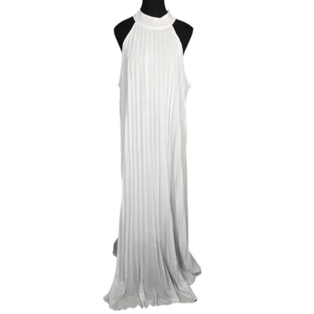 NWT | White Pleated Halter Maxi Dress | Inclusive Size 5XL | Micro-Pleats - Picture 2 of 6